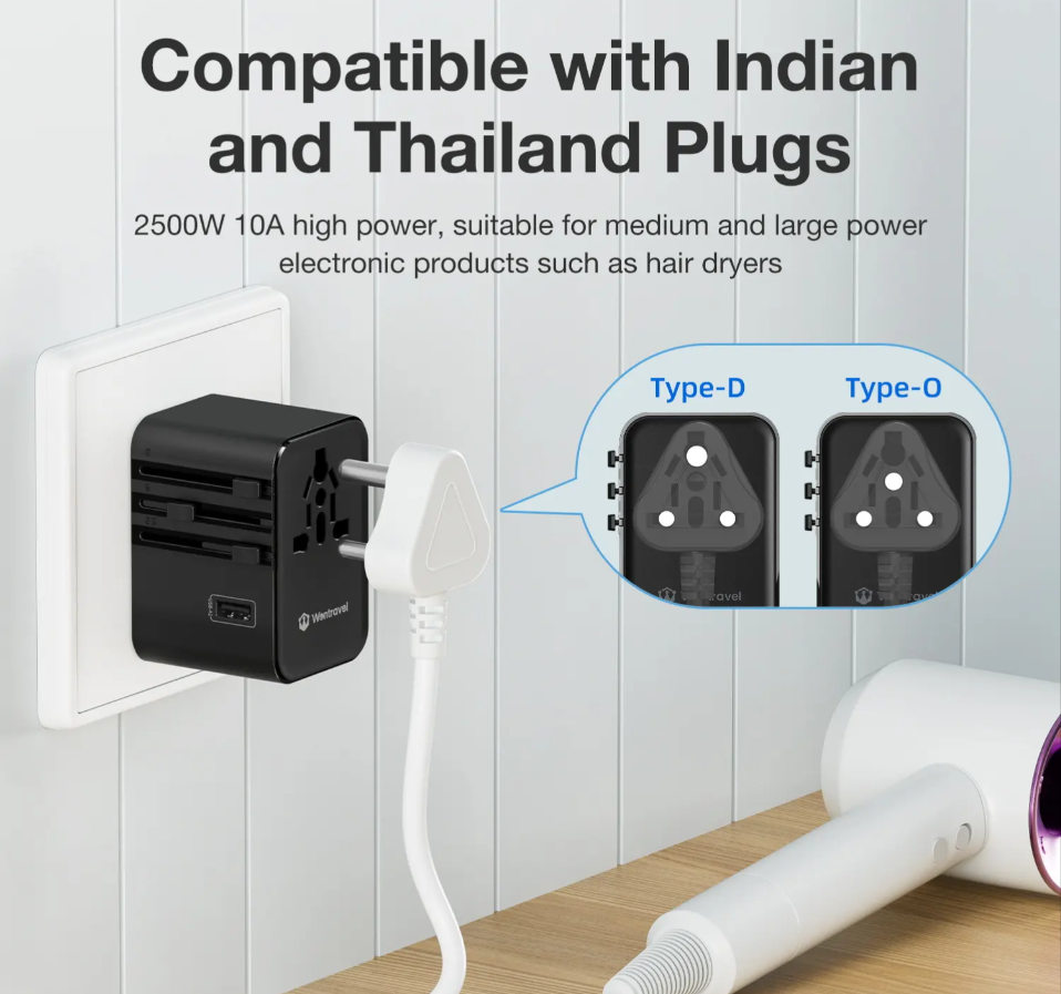 Worldwide 3 Type-C 2 USB PD 35W Power Travel Adaptor